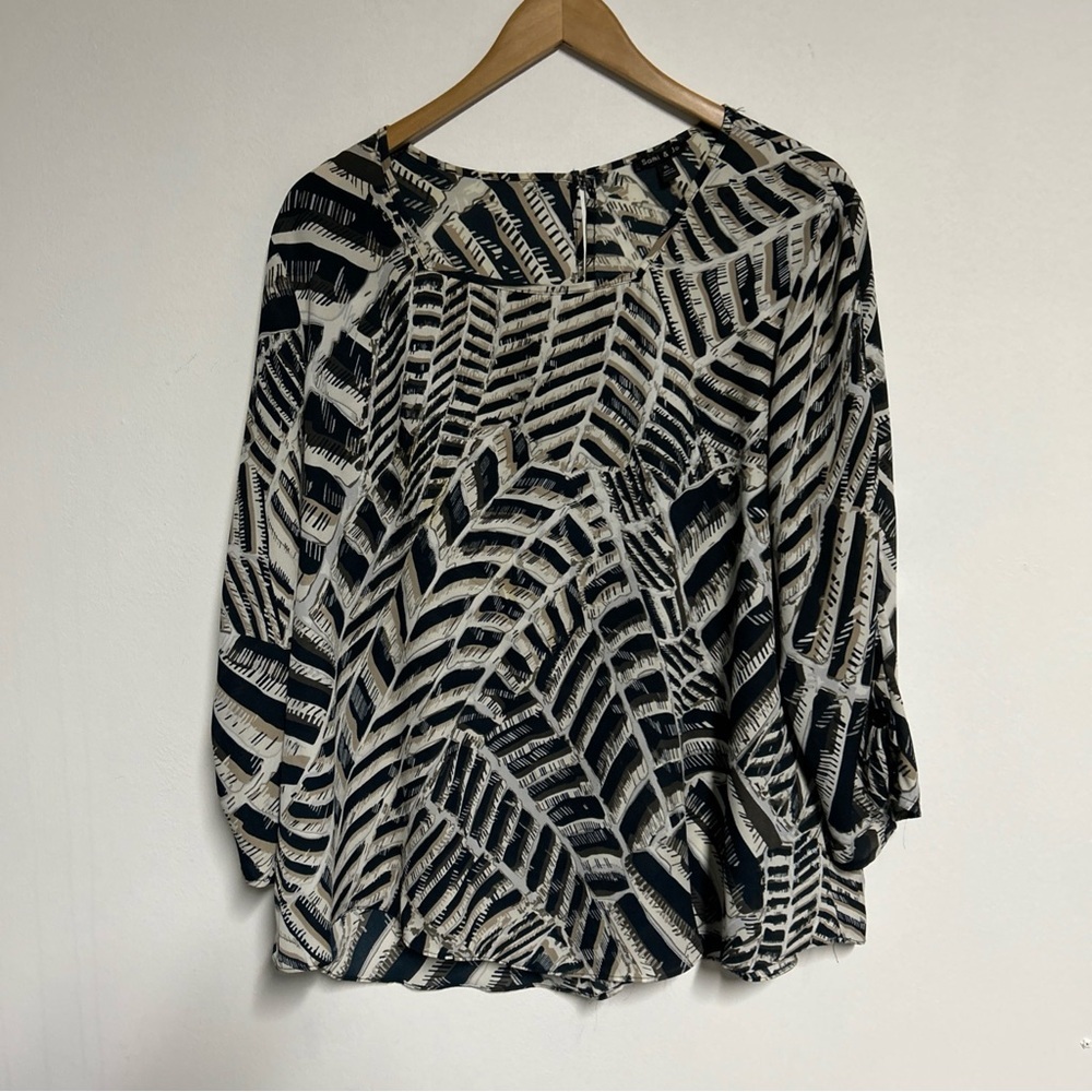 Women’s XL Animal Print Blouse‎ Square Neckline 3/4 Sleeve Business Casual
